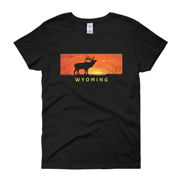 Wyoming Elk Sunset - Women's Short Sleeve